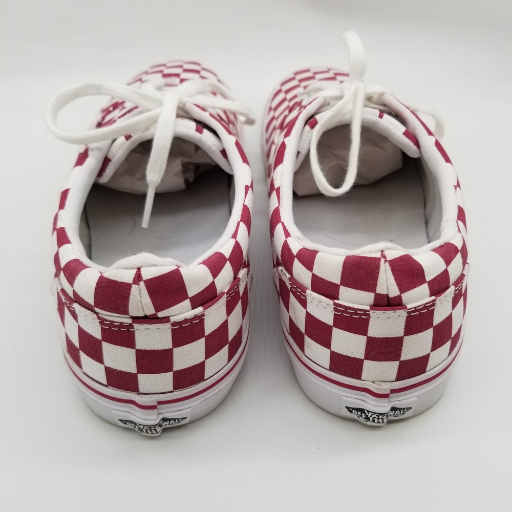 Vans Sneakers Women Size 11 Burgundy White Checkerboard Canvas Lace Up Low Top - Picture 4 of 8